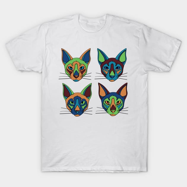 Colorful Cats T-Shirt by aclarkdesign